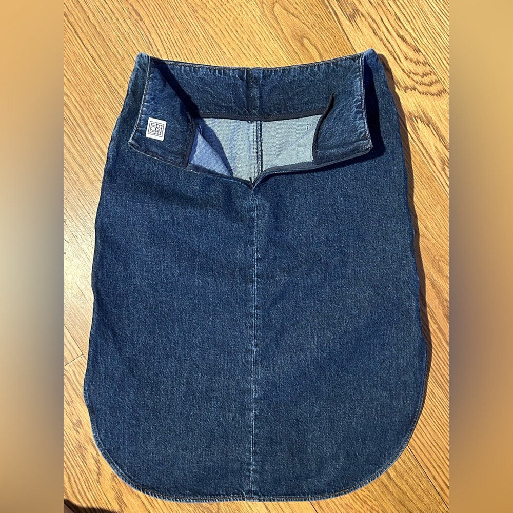 Toteme Curved Hem‎ Denim Skirt 34 / US 2 26 Waist Made in Italy Quiet Luxury - Picture 10 of 14